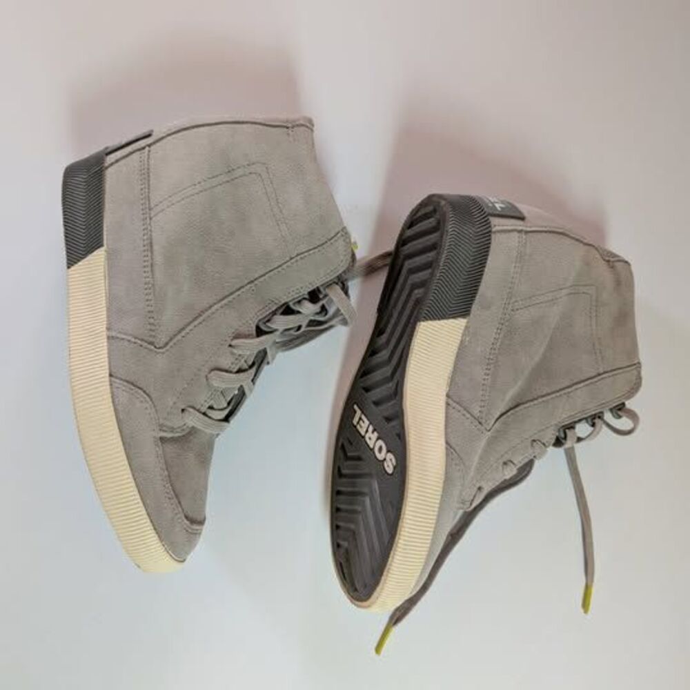 Sorel Out N About Plus Mid Suede Sneakers Wedge Shoes Taupe Gray Women's 9/ 40